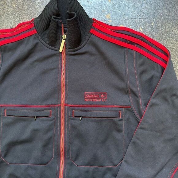 Adidas x Muhammad Ali x Shepherd Fairley Mens Ali Track Jacket Black Red Small - Picture 15 of 15